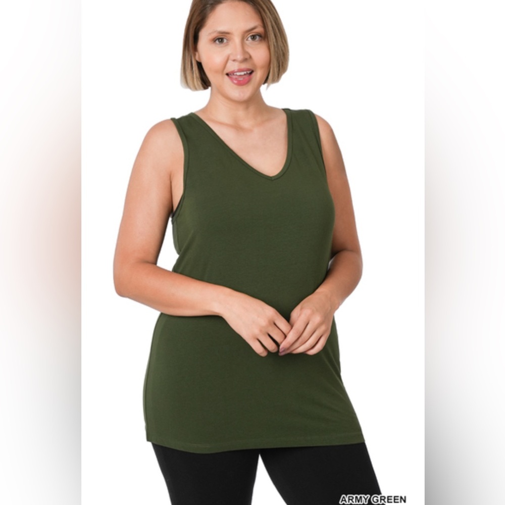 Sale! 🥳Zenana C15 Plus Size Racerback Tank Top in Army Green